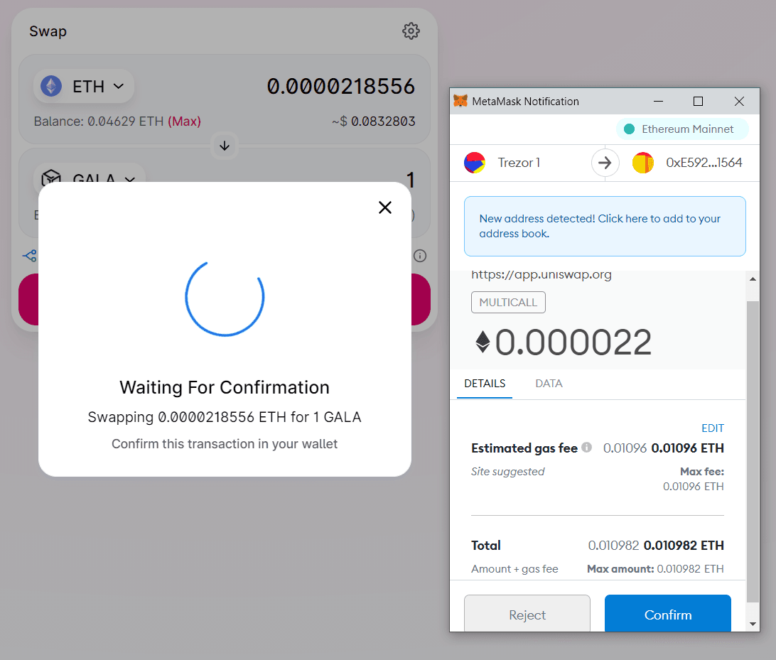 MetaMask 交易确认弹窗完整截图